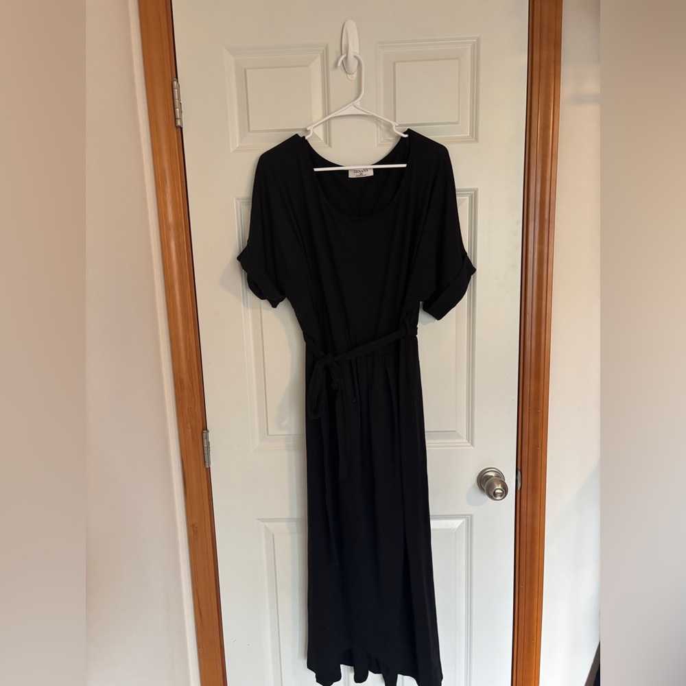 Zenana Black, Belted Maxi Dress